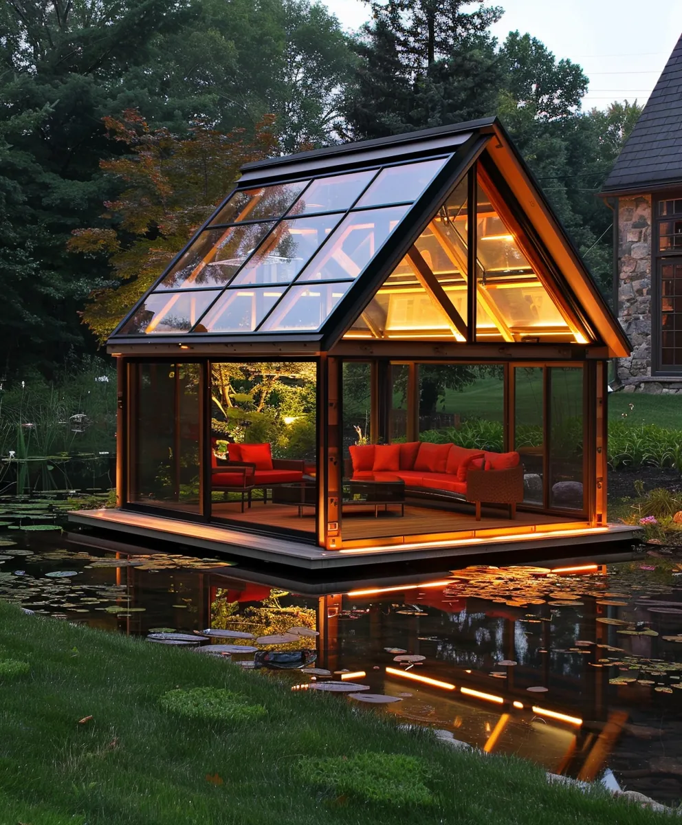 Loftowy Pawilon Lounge "Surrealna Przystań Ognia" - Minimalizm i Blask