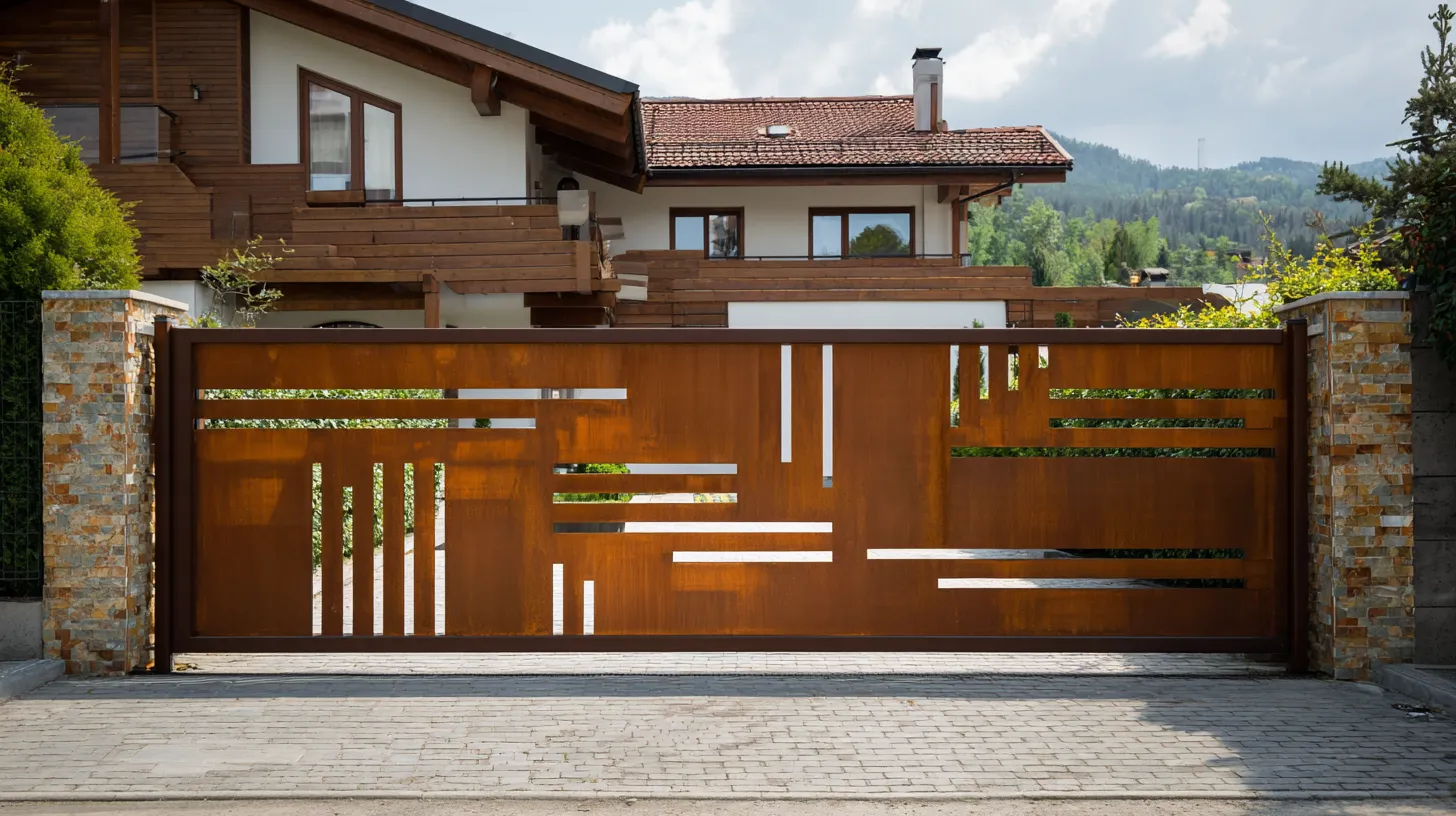 Artystyczna Brama Corten "Kompozycja Geometryczna"