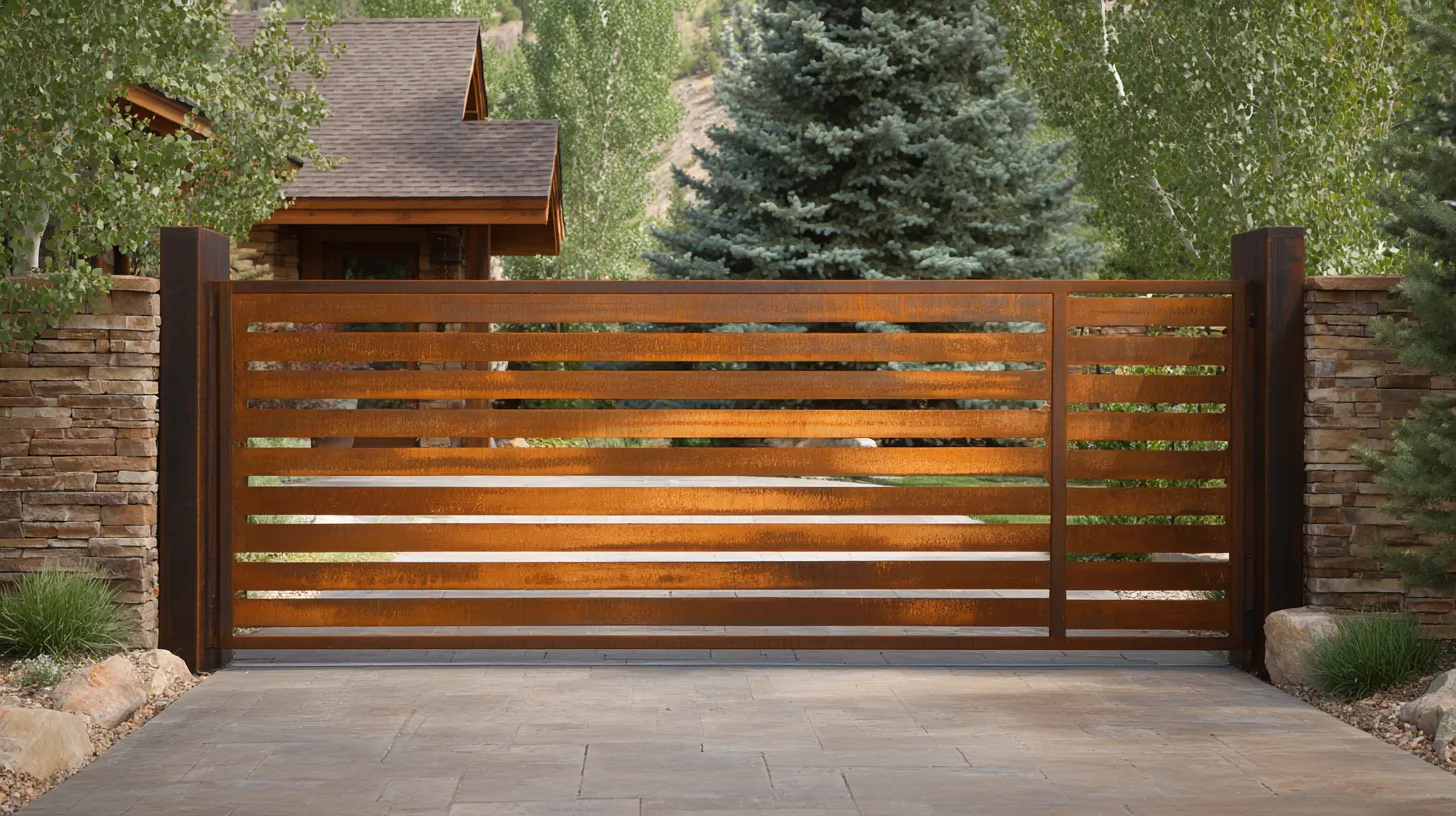 Brama "Horizontal Rust" - Nowoczesna Harmonia z Naturą