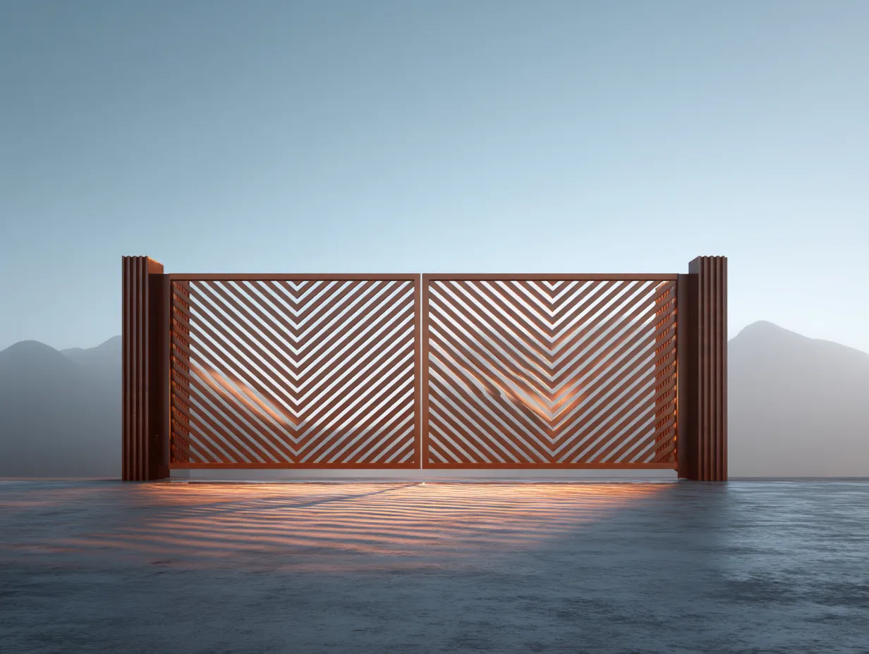 Brama "Jodełka Industrialna" – Klasyczny Wzór w Rdzy