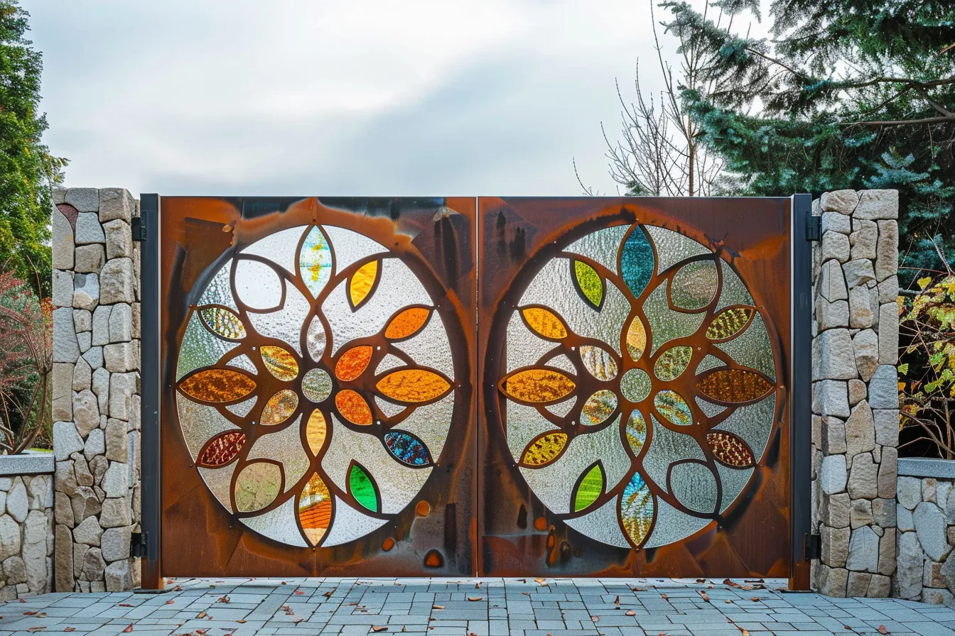 Brama "Mística Floral" - Organiczna Mozaika w Cortenie
