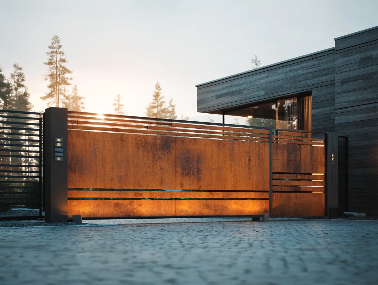 Brama "Płomień Zmierzchu" – Corten i Światło