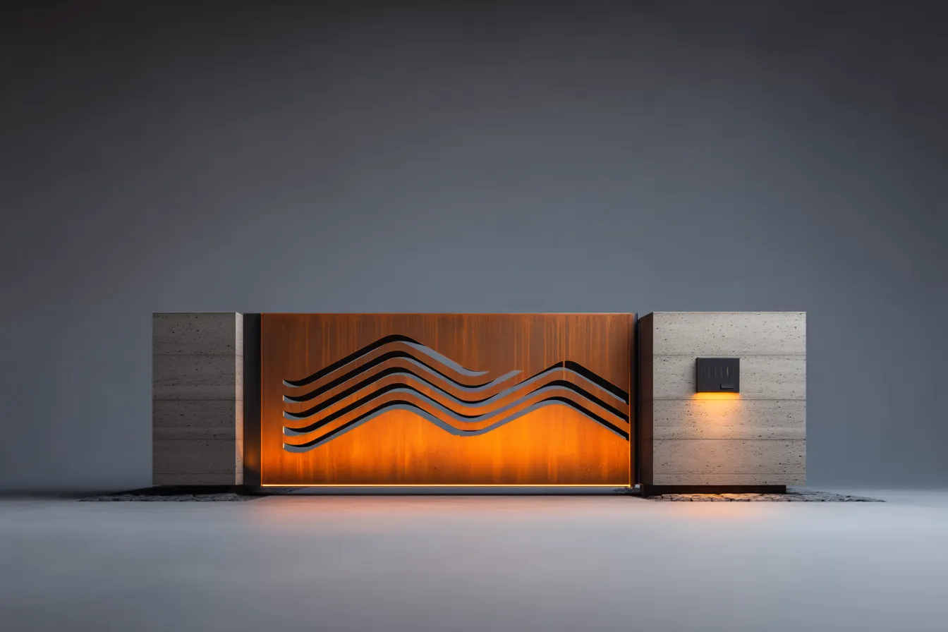 Brama Przesuwna "Fala Energii" – Dynamika Światła i Betonu