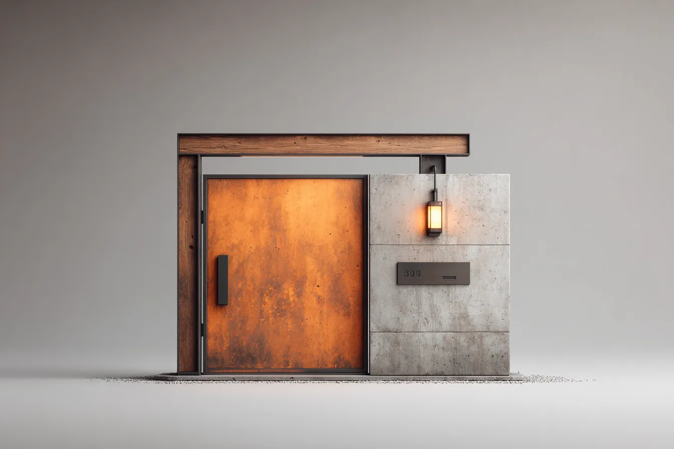 Brama Rezydencjonalna "Modernistyczny Bastion" – Drewno, Beton, Stal