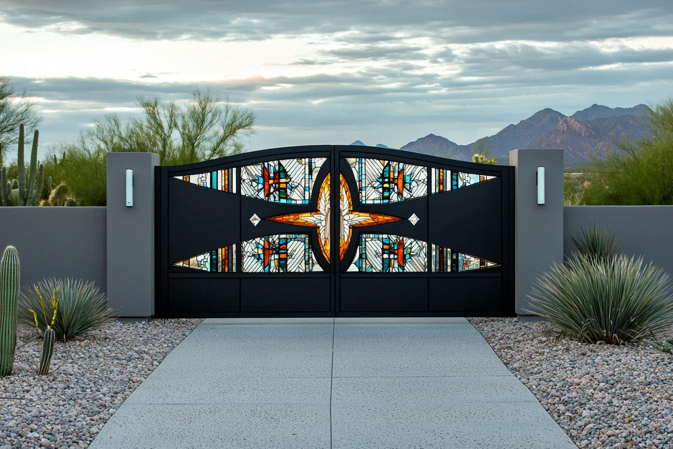 Brama Witrażowa "Gwiazda Pustyni" – Art Deco Spotyka Teksas
