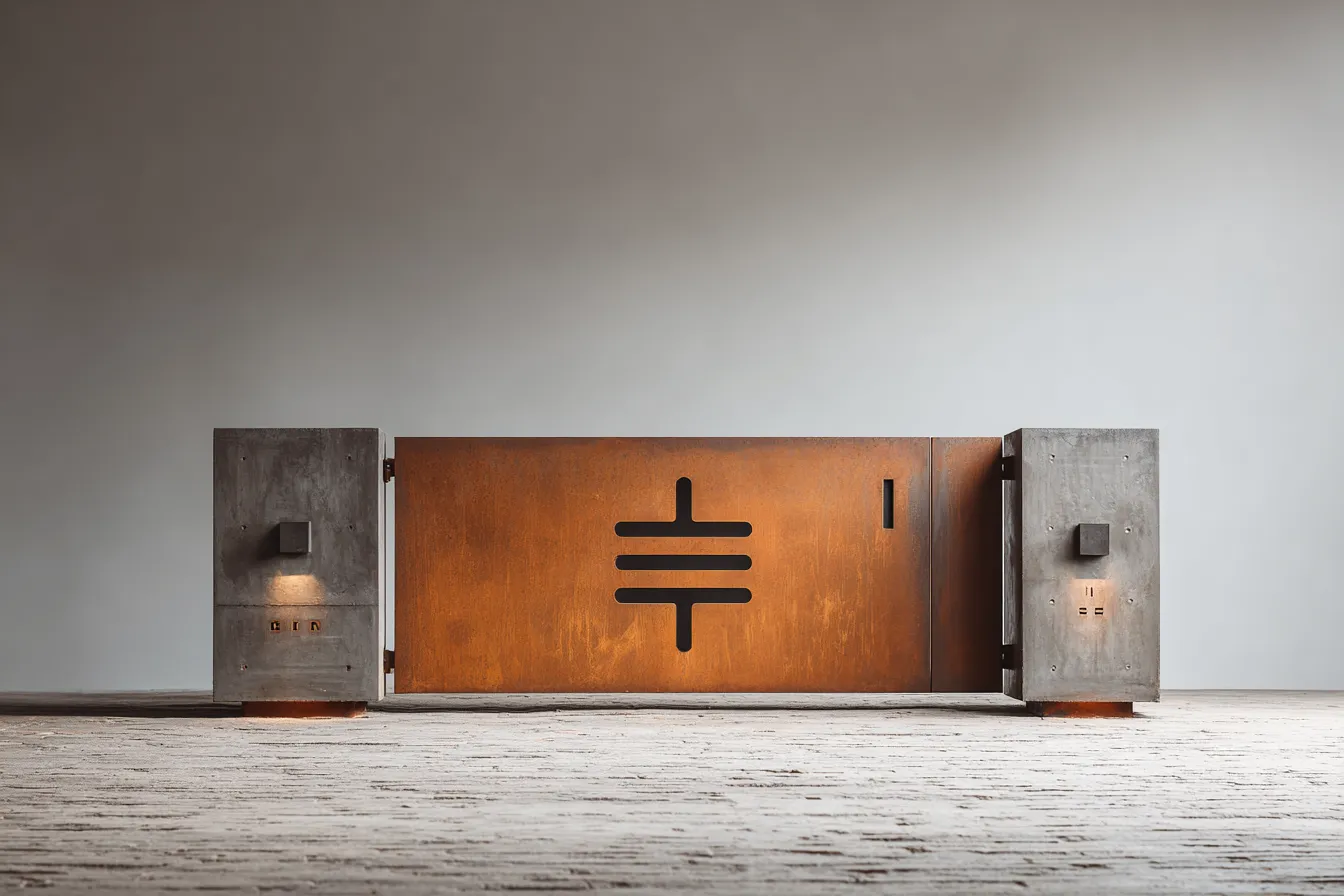 Minimalistyczna Brama Corten "Symbol Funkcji" – Estetyka Użytkowa