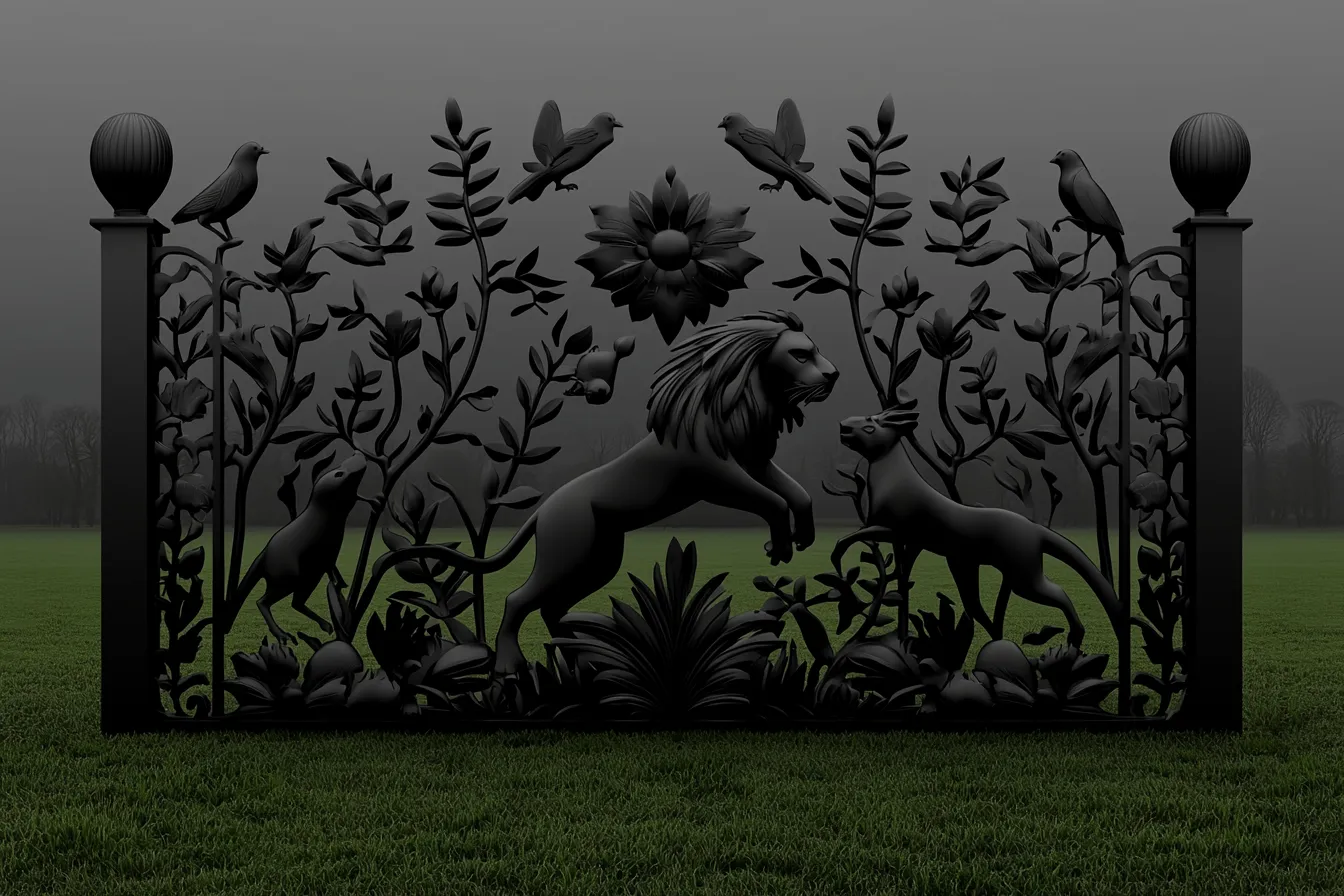 Narracyjna Brama "Scena Polowania" – Obraz Wycięty w Metalu