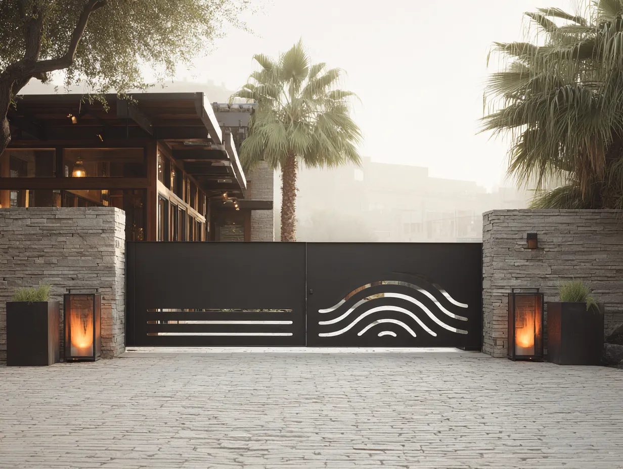 Nowoczesna Brama Art Deco "Wydma i Oaza" – Asymetria i Natura