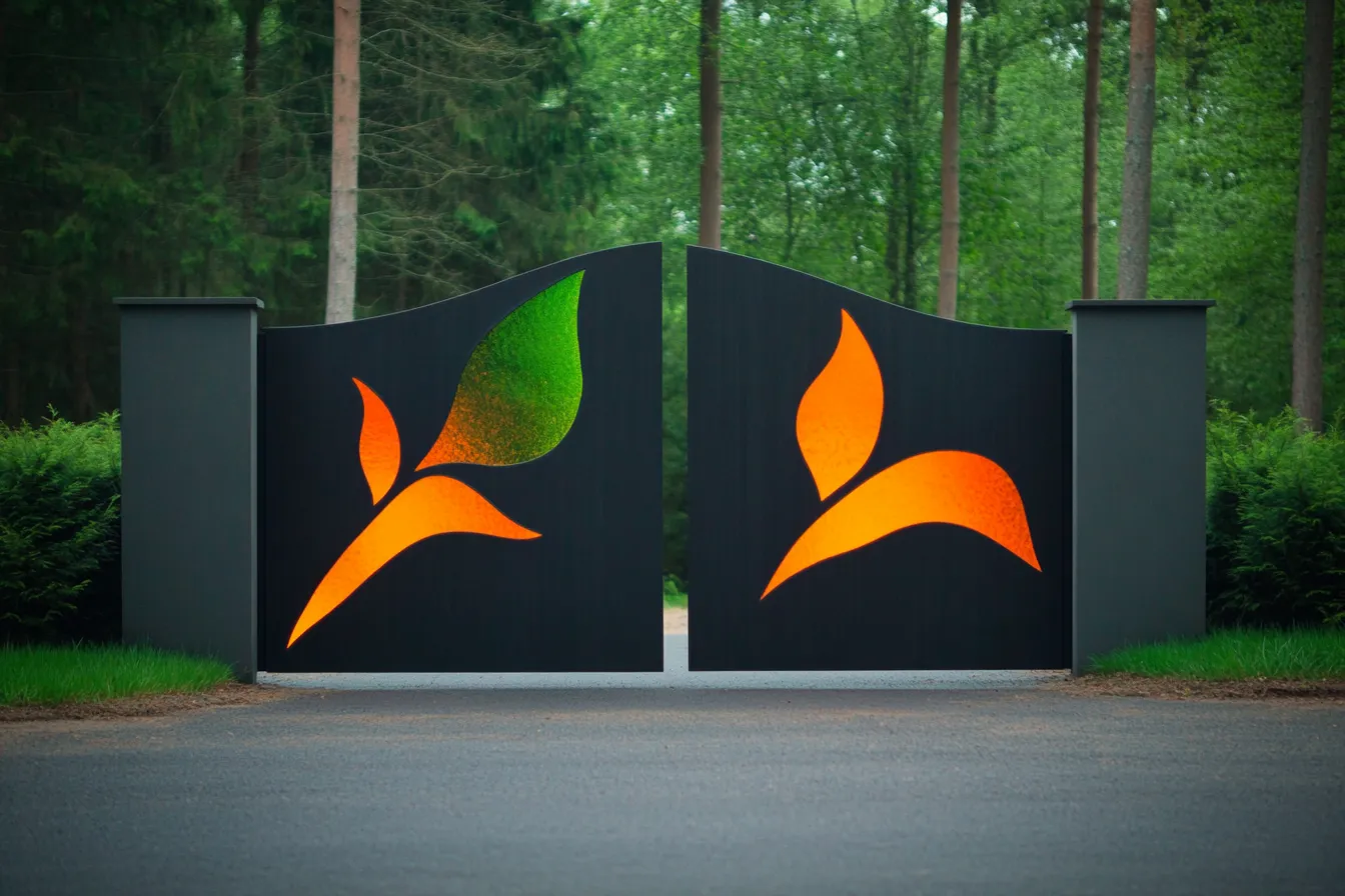 Nowoczesna Brama Artystyczna "Liście Światła" – Organiczny Blask