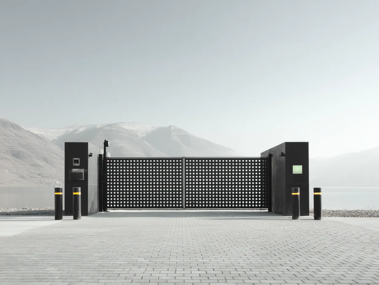 Nowoczesna Brama Bezpieczeństwa "Perforowany Monolit" – Siła i Nowoczesność