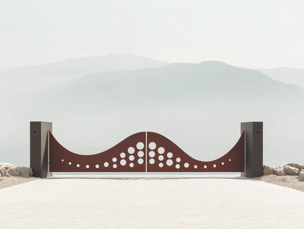 Nowoczesna Brama Corten "Bąbelki Szampana" – Lekkość i Zabawa