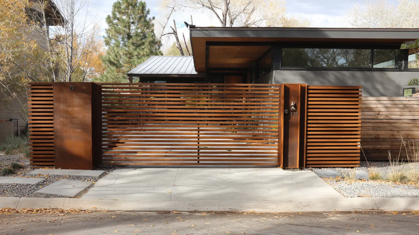 Nowoczesna Brama Corten "Horyzont Liniowy" – Elegancja i Prywatność