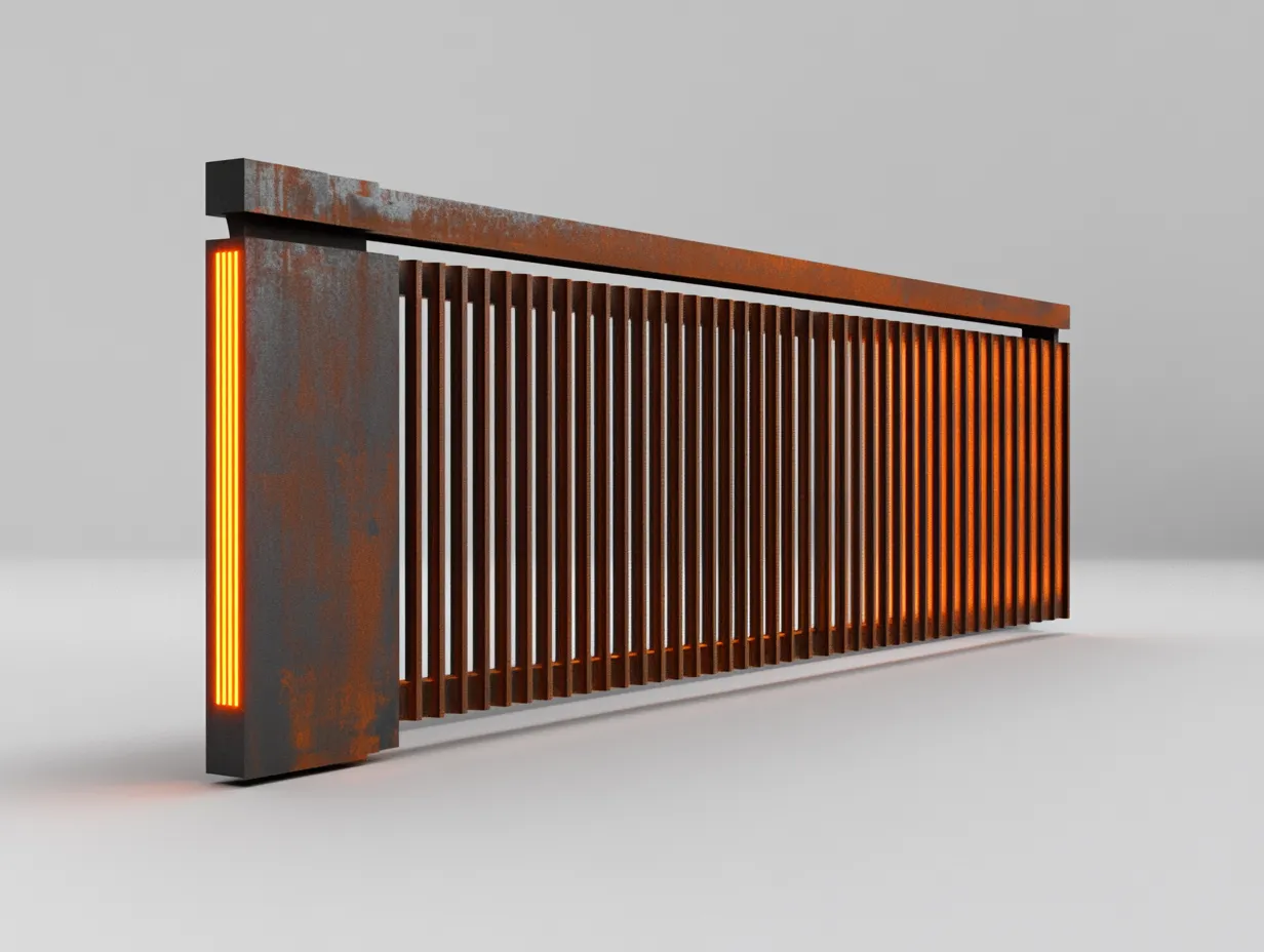 Nowoczesna Brama Corten "Industrialny Filar" – Brutalizm i Światło