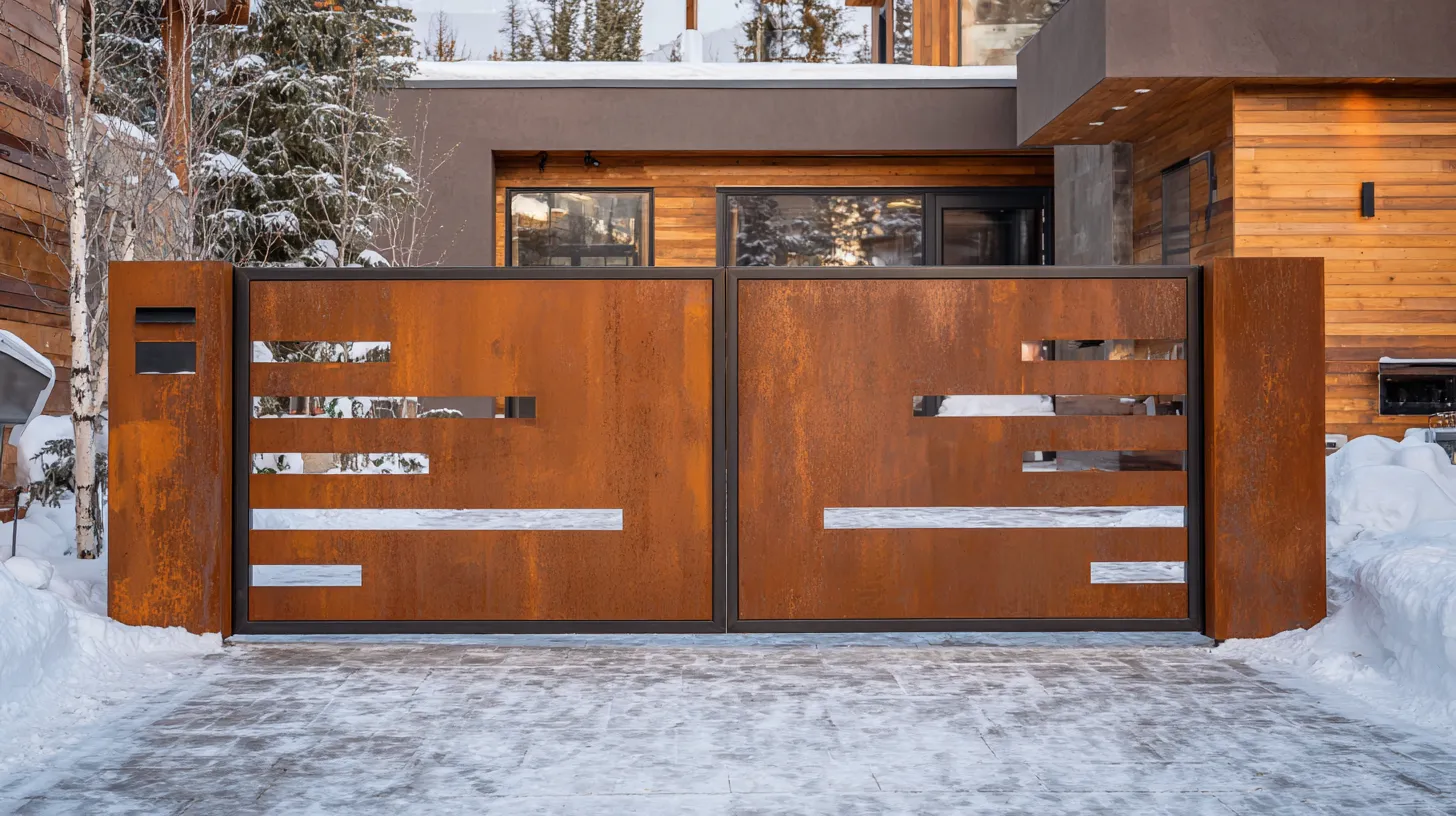 Nowoczesna Brama Corten "Monolit Asymetryczny"