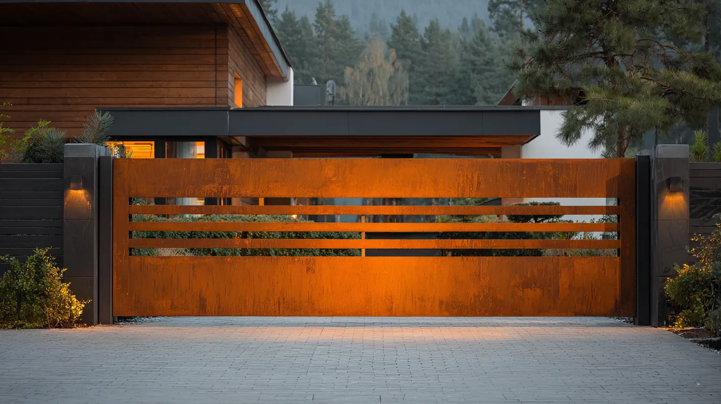 Nowoczesna Brama Corten "Panorama Minimalizmu"