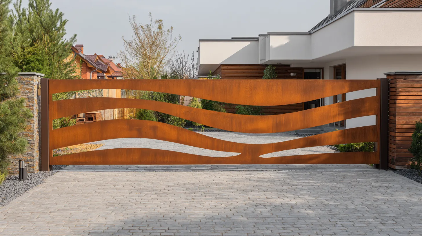 Nowoczesna Brama Corten "Płynna Fala" – Dynamika i Styl