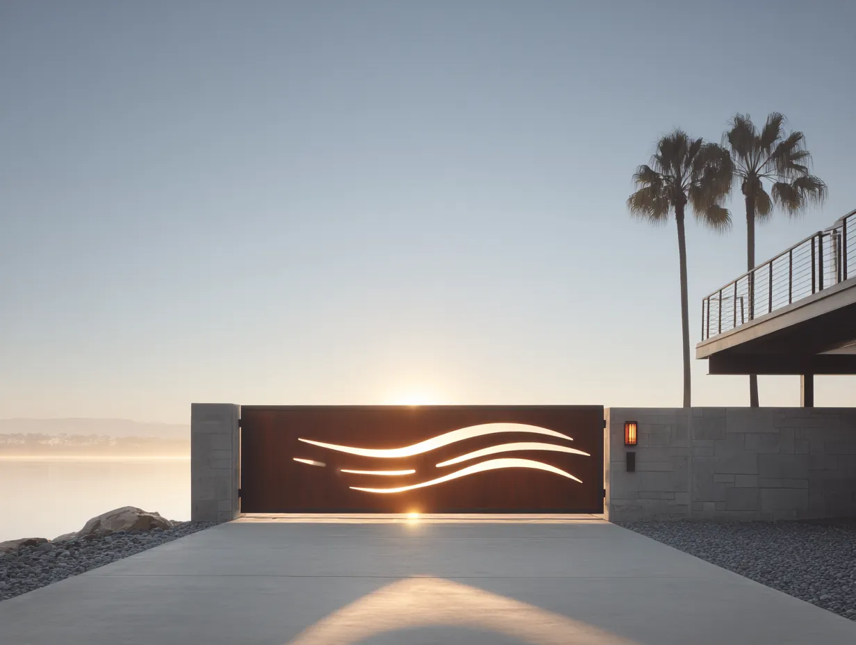 Nowoczesna Brama Corten "Świetlista Fala" – Minimalizm i Rdza