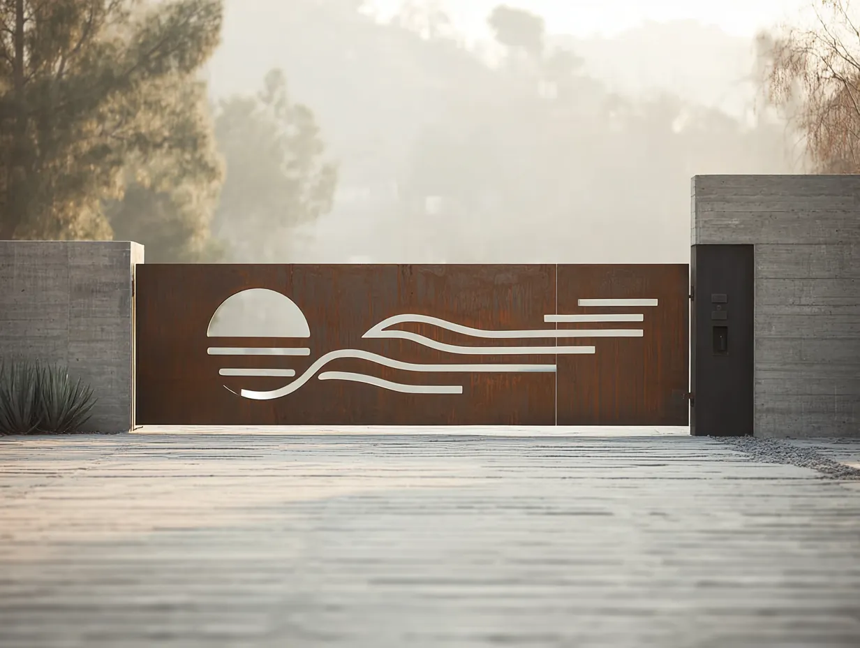 Nowoczesna Brama Corten "Zachodzące Słońce" – Minimalizm i Rdza
