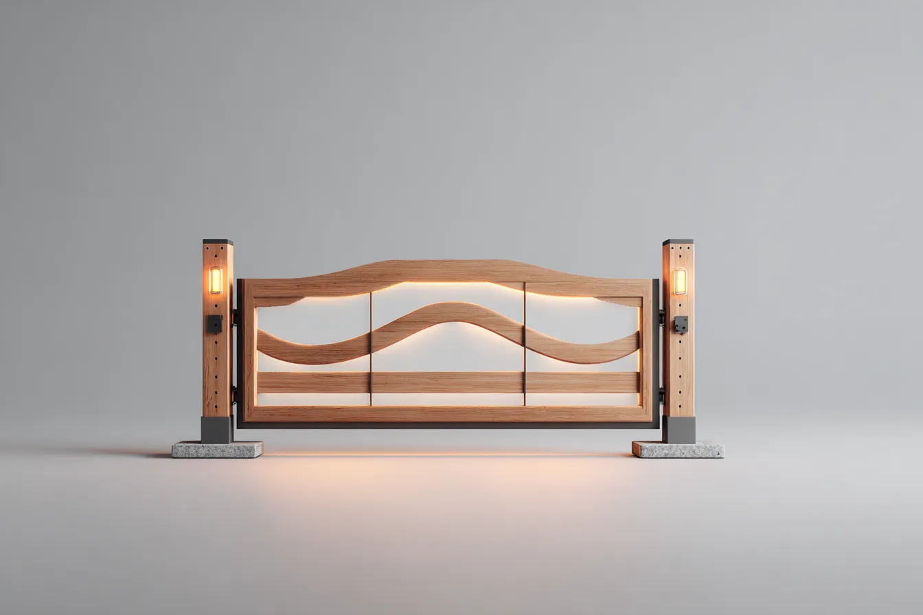 Nowoczesna Brama "Fala Alpejska" – Drewno i Światło
