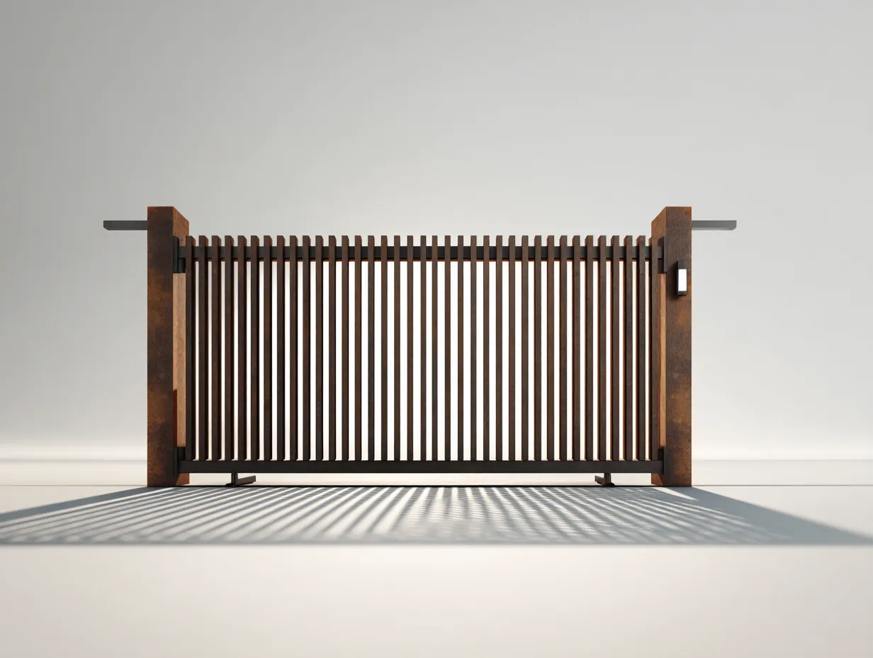 Nowoczesna Brama Otwarta ze Stali Corten - Minimalizm Przemysłowy