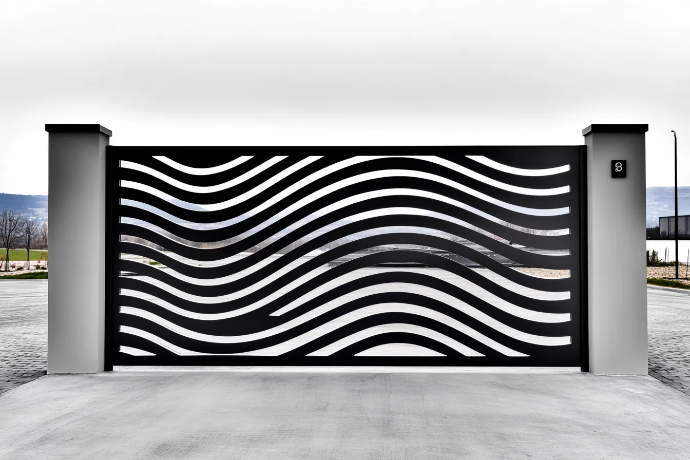 Nowoczesna Brama "Płynna Zebra" – Design Biophilic i Op-Art