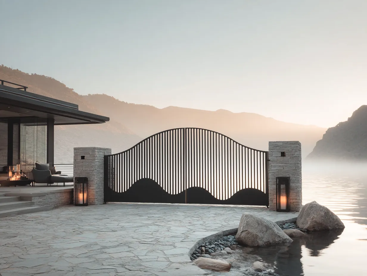 Rezydencjonalna Brama "Lustro Jeziora" – Elegancja i Organiczna Forma