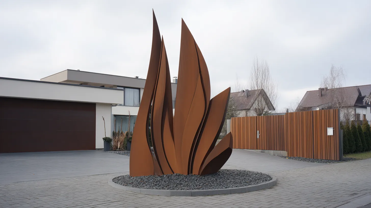 Rzeźba Ogrodowa Corten "Płomień Wyobraźni" – Akcent Prestiżu