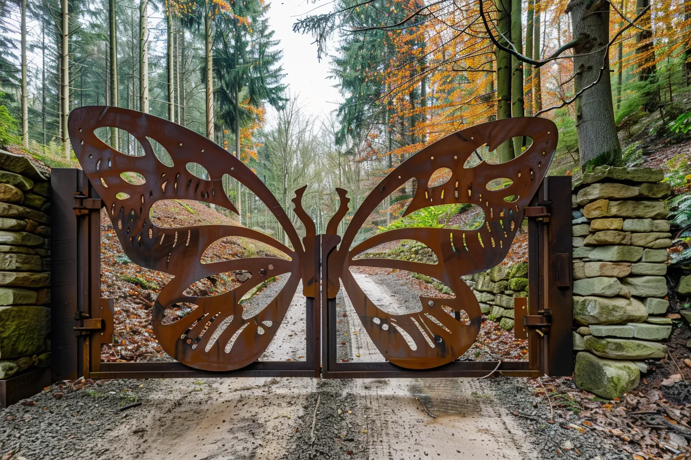 Rzeźbiarska Brama "Leśny Motyl" – Land Art w Twoim Ogrodzie